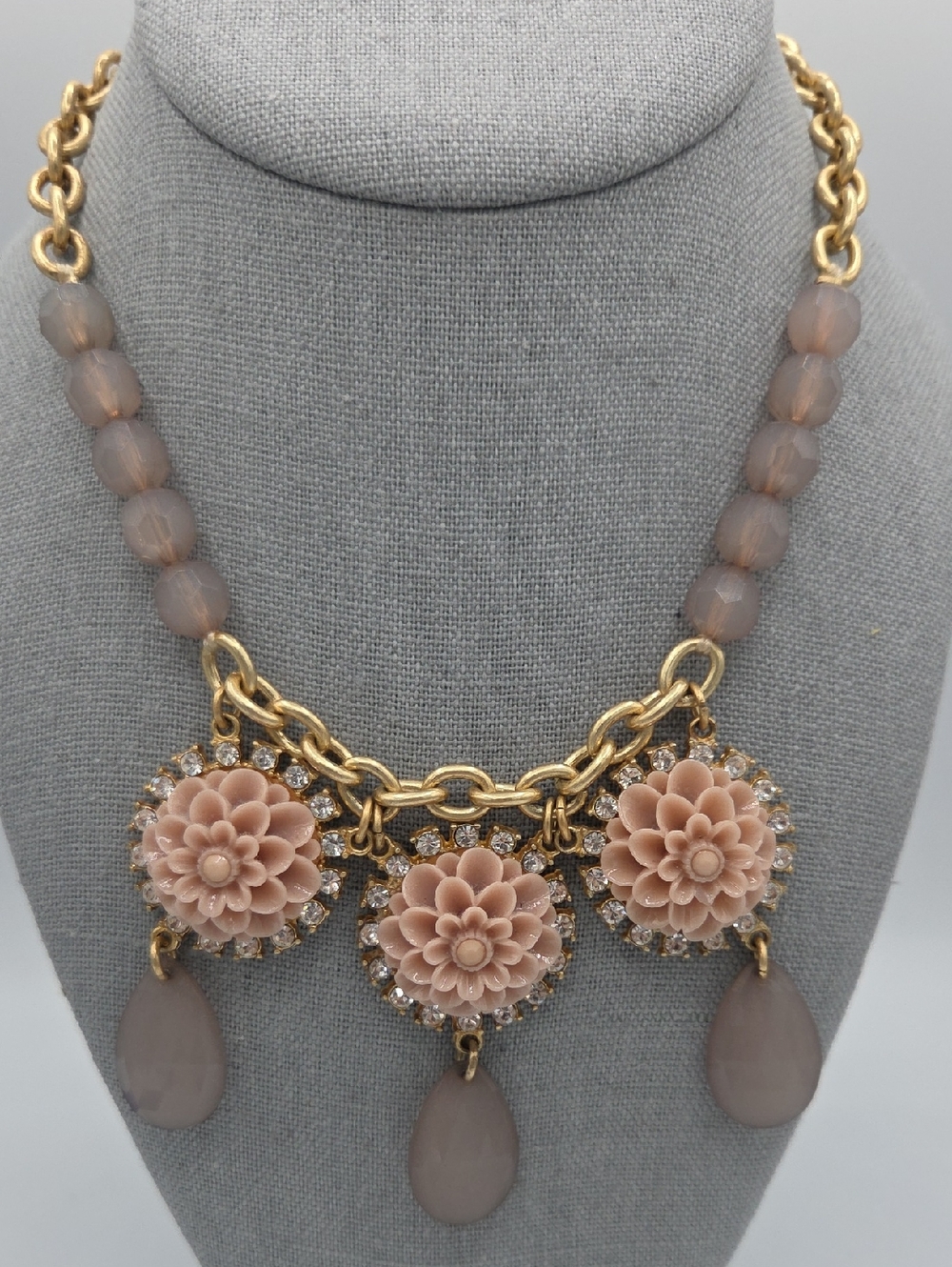 5 for $25! Lia Sophia Gold-Tone Pink Floral Statement Necklace